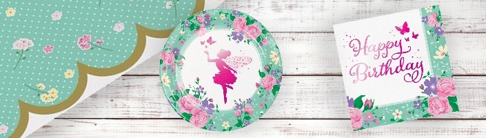 Floral Fairy Sparkle Party Supplies, Packs, Decorations & Balloons
